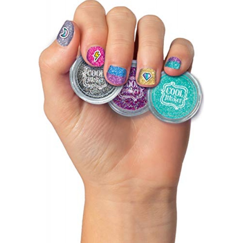 Cool Maker, 8세 이상 어린이를 위한 매니큐어 5개용 GO Glam glitter Nails DIY 활동 키트