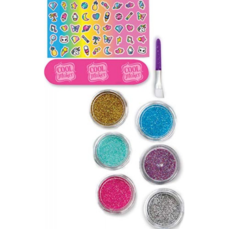 Cool Maker, 8세 이상 어린이를 위한 매니큐어 5개용 GO Glam glitter Nails DIY 활동 키트