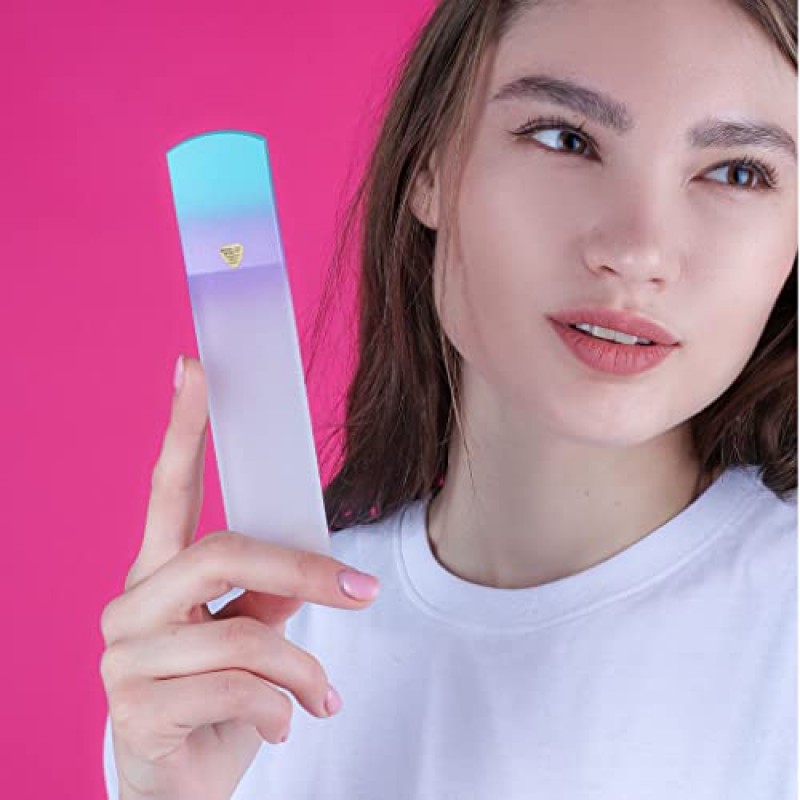 여성을 위한 고급스러운 선물 - 아름다운 양면 유리 발 파일, 발 스크레이퍼, 발 Rasp by Bona Fide Beauty - 프리미엄 체코 유리 힐 파일