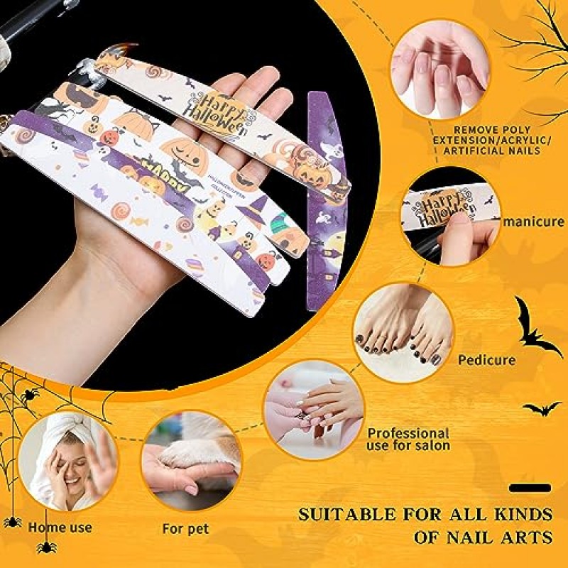 할로윈 네일 파일 세트 10Pcs 전문 네일 버퍼 해골 거미 에머리 보드 호박 박쥐 유령 마녀 Fingernal 버핑 파일 DIY 네일 매니큐어 아트 도구