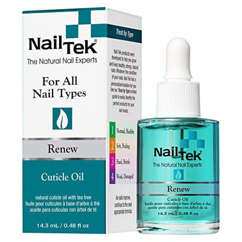 Nail Tek Renew, 모든 네일 유형을 위한 티트리 함유 천연 큐티클 오일, 0.48온스, 2팩