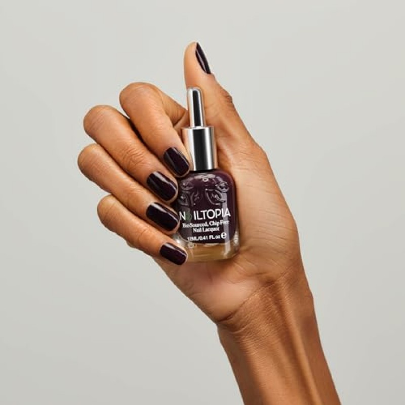 Nailtopia 바이오 공급, 칩 프리 네일 래커 - 완전 천연, 강화 비오틴 및 슈퍼푸드 주입 폴란드어 - 칩 방지 포뮬러 - 속건성, 오래 지속되는 마모 - 밤이 오면 - 0.41 온스