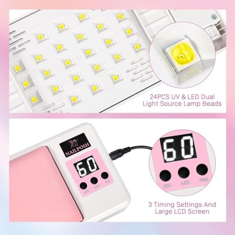 NailPosh 2 in 1 UV 네일 램프 및 네일용 팔걸이