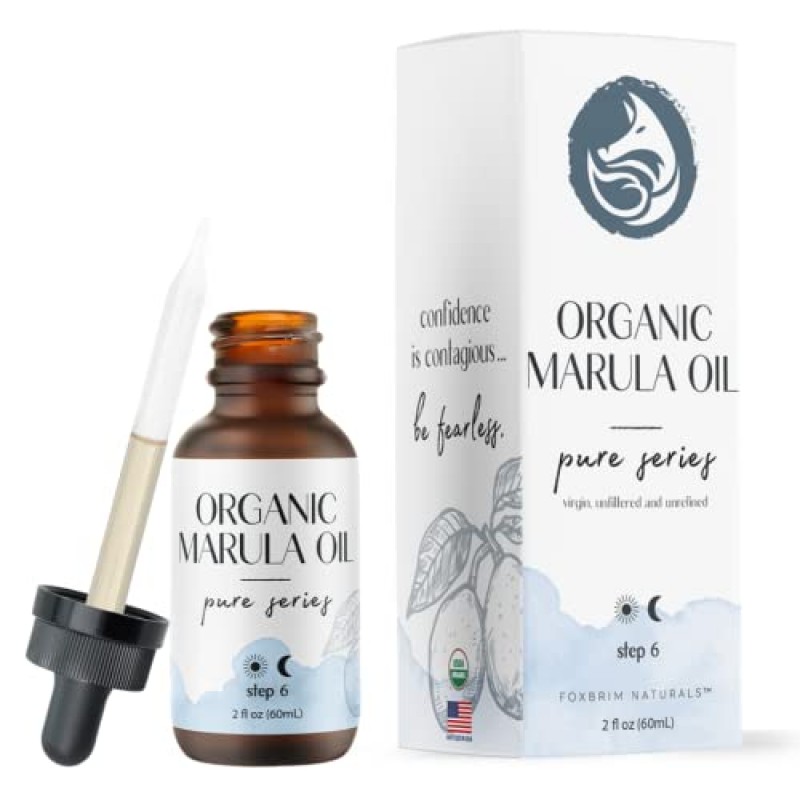 Foxbrim Naturals 유기농 버진 마룰라 오일(얼굴, 머리카락, 손톱용) - 노화 방지, 건성, 햇빛에 손상된 피부에 가장 적합 - 얼굴 및 바디 모이스처라이저 2온스
