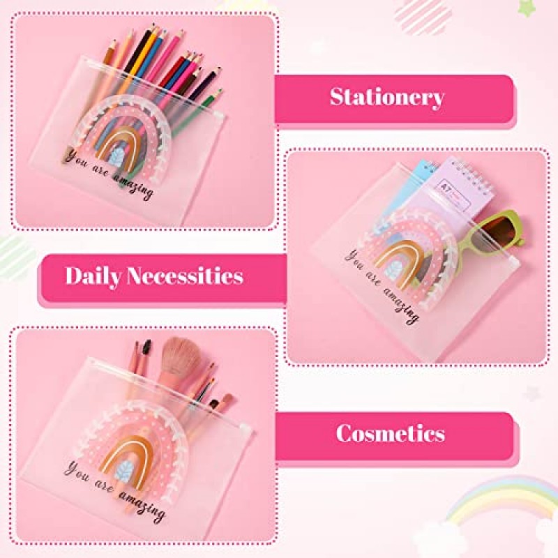 Reginary 50 Pcs 대량 선물 여성을위한 영감 선물 화장품 가방 EVA 당신은 용감하고 멋진 메이크업 가방 지퍼가 달린 미니 세면 용품 가방 격려 친구 교회를위한 생일 선물 (Boho Amazing)