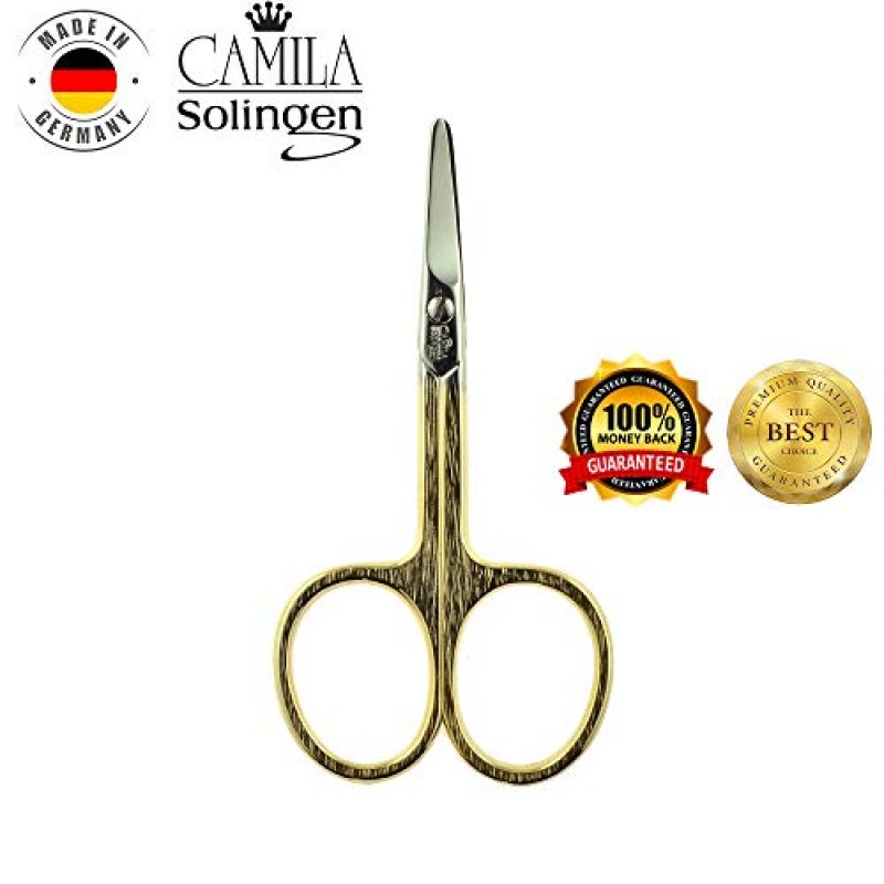 Camila Solingen CS01 안전 팁 매니큐어 및 페디큐어용 아기 손톱 가위 유아 손톱 관리용 손질 가위, 저자극성 금도금 가위. 독일 졸링겐에서 스테인레스 스틸로 제작