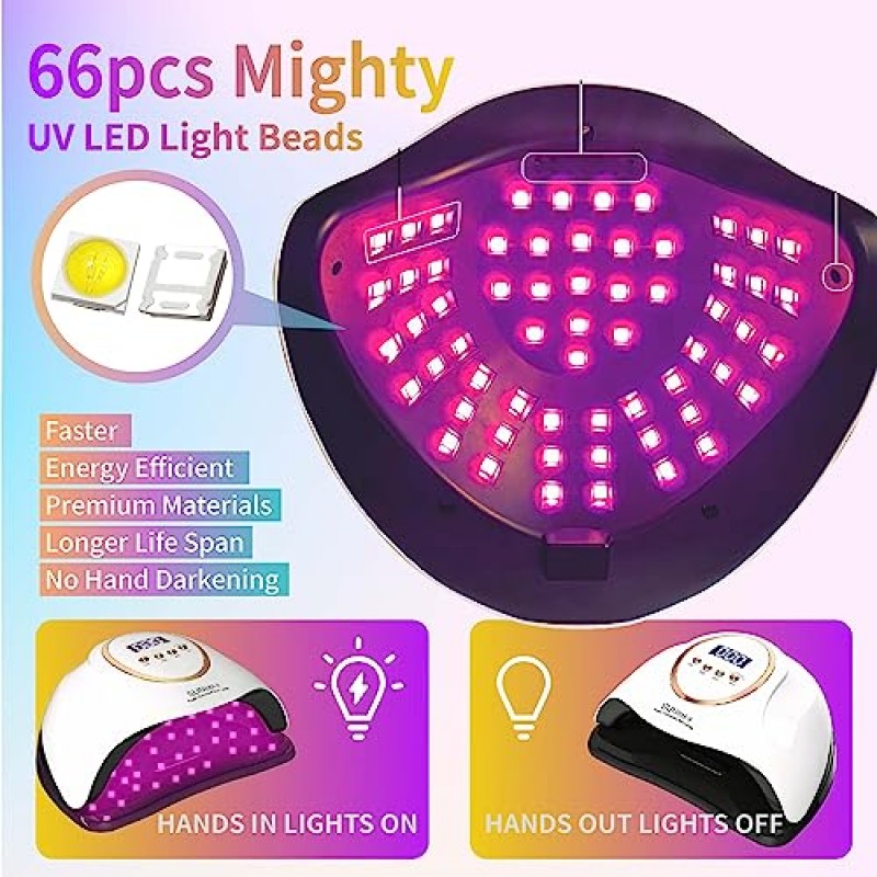 순 글로벌 UV LED 네일 램프, 280W UV 조명, 자동 센서가 장착된 전문가용 네일 건조기, 타이머 4개와 LCD 디스플레이가 장착된 매니큐어 경화 램프
