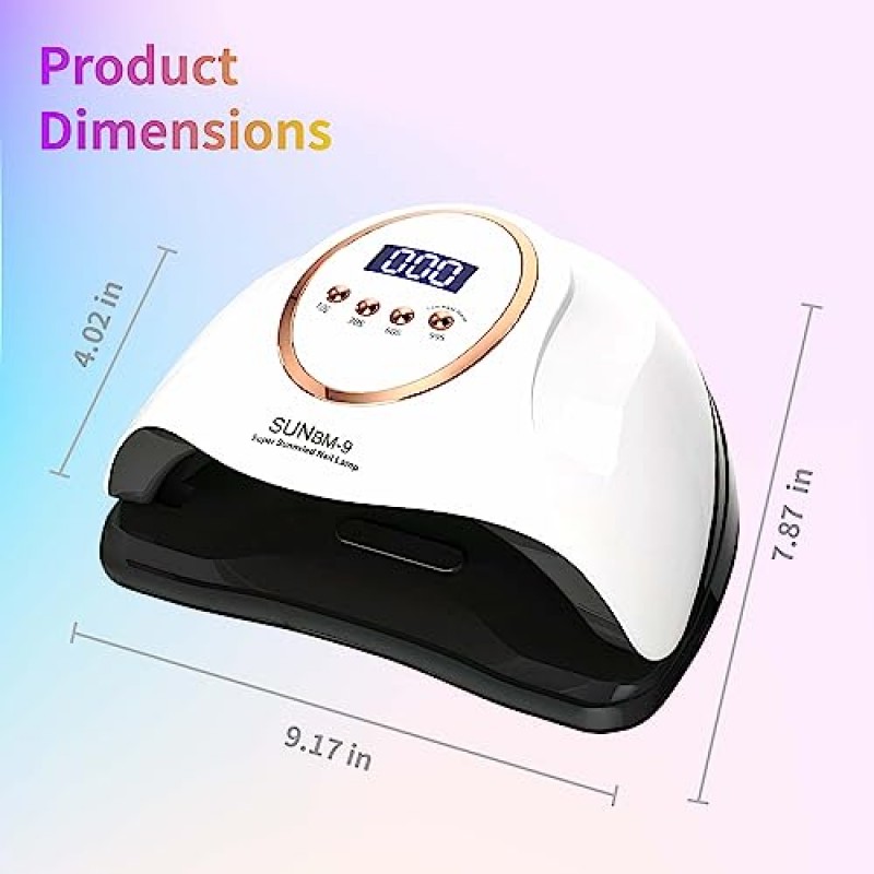 순 글로벌 UV LED 네일 램프, 280W UV 조명, 자동 센서가 장착된 전문가용 네일 건조기, 타이머 4개와 LCD 디스플레이가 장착된 매니큐어 경화 램프