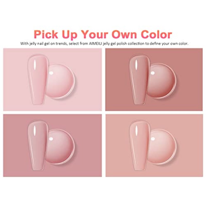 AIMEILI 투명한 얼음 젤리 젤 매니큐어 UV LED 헤마 프리 매니큐어 홈 DIY 매니큐어 네일 살롱 바니시 키트 4pcs X 10ml 세트 - 키트 세트 21