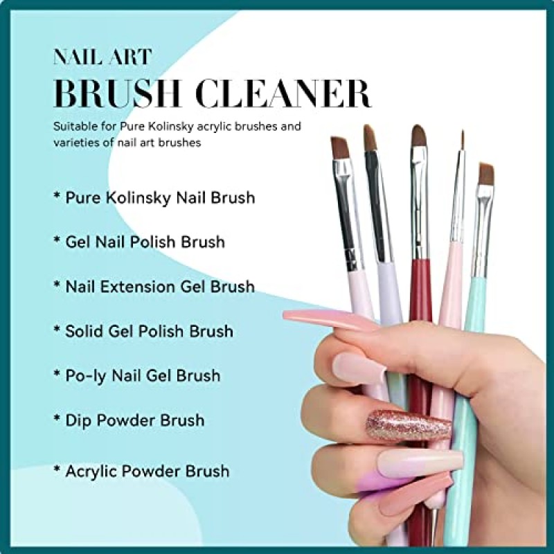 STARVINA 아크릴 네일 브러쉬 클리너 및 복원제 - 퀵 클린 젤 네일 브러쉬 아크릴 브러쉬 클리너, 솔리드 젤 매니큐어 네일 아트 라이너용 Kolinsky 아크릴 네일 브러쉬 폴리젤 슬립 솔루션 80ML