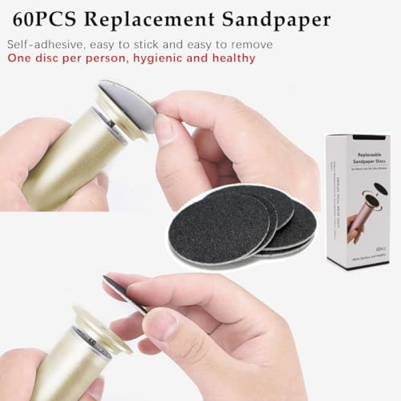 60개 사포 디스크가 포함된 전기 발 굳은살 제거제(속도 조절 가능), 전문 전자 발 파일 발 샌더 그라인더 페디큐어 도구 죽은 하드 스킨 리무버, FCR-1 골드