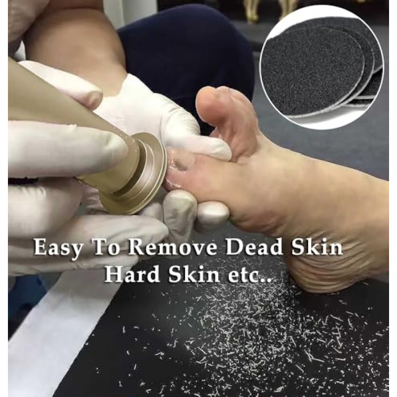 60개 사포 디스크가 포함된 전기 발 굳은살 제거제(속도 조절 가능), 전문 전자 발 파일 발 샌더 그라인더 페디큐어 도구 죽은 하드 스킨 리무버, FCR-1 골드