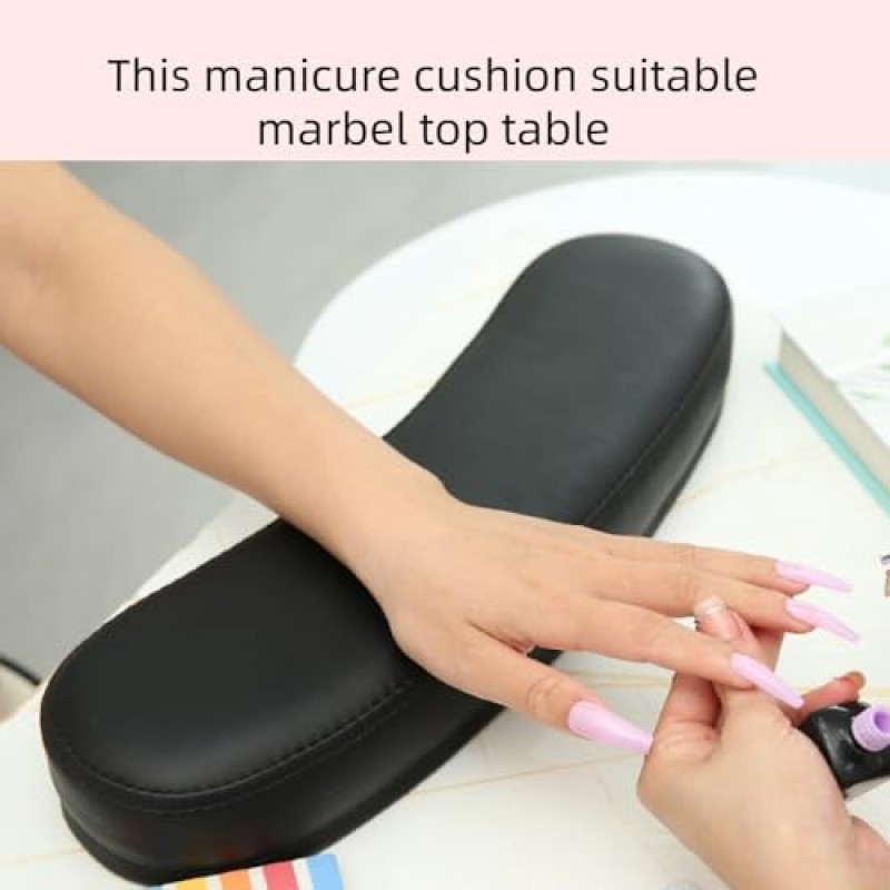 QUEESALN 매니큐어 핸드 쿠션 베개 패드, 매니큐어 핸드 쿠션, 매니큐어 테이블 휴대용 네일 테이블 핸드 쿠션 베개, 네일 아트 도구 핸드 쿠션, 네일 스파 네일 아트 살롱 홈 네일 테크(블랙)