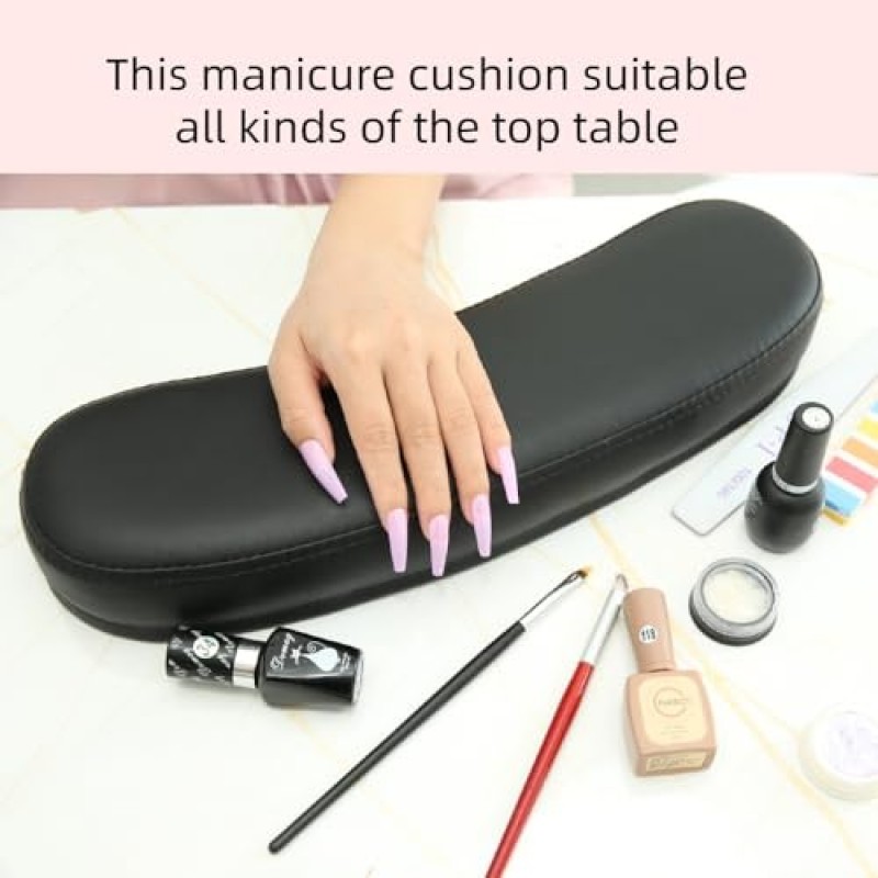 QUEESALN 매니큐어 핸드 쿠션 베개 패드, 매니큐어 핸드 쿠션, 매니큐어 테이블 휴대용 네일 테이블 핸드 쿠션 베개, 네일 아트 도구 핸드 쿠션, 네일 스파 네일 아트 살롱 홈 네일 테크(블랙)