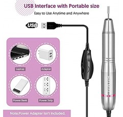 HALMAI 전기 네일 드릴 머신 아크릴 젤 네일, 매니큐어 페디큐어 도구(실버)용 휴대용 전기 네일 파일 Efile