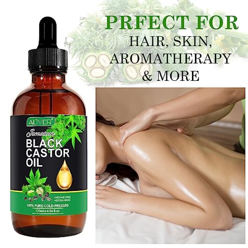 CAPTBDZW 모발 성장을 위한 자메이카 블랙 캐스터 오일 페퍼민트, 100% 순수 유기농 냉간 압착 비정제, 모발 성장 촉진, 피부 보습제, 속눈썹, 눈썹 및 모발 오일 및 바디 오일 60Ml