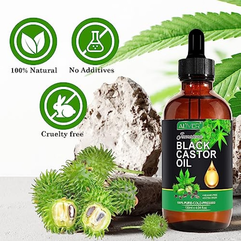 CAPTBDZW 모발 성장을 위한 자메이카 블랙 캐스터 오일 페퍼민트, 100% 순수 유기농 냉간 압착 비정제, 모발 성장 촉진, 피부 보습제, 속눈썹, 눈썹 및 모발 오일 및 바디 오일 60Ml