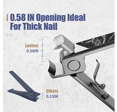 Lantosi 손톱깎이, 울트라 샤프 와이드 조 오프닝 두꺼운 손톱 커터, 천연 대리석 표면을 갖춘 스테인레스 스틸 전문가용 손톱 및 발톱깎기(검은색)