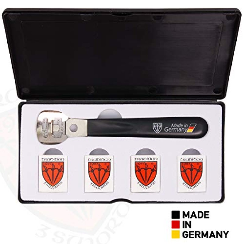 독일 칼 3개 - 굳은살 제거제 면도기 커터 제거기 면도기, 40개의 매우 날카로운 리필 블레이드 포함 - 독일 솔링겐산