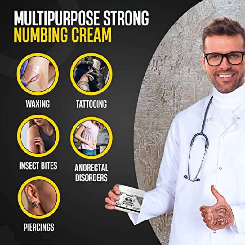 Nupharmisto 문신 마비 크림(50ml/1.7floz), 6시간 최대 강도 무통 문신 마비 크림, 5x 마비, 에뮤 오일 및 아르니카.50ml