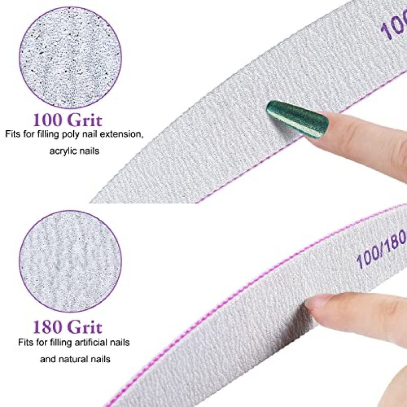 300 Pcs 3 스타일 네일 파일 대량 100/180 그릿 양면 전문 재사용 가능한 에머리 보드 네일 파일 홈 살롱 용 아크릴 네일 매니큐어 파일 용 대량