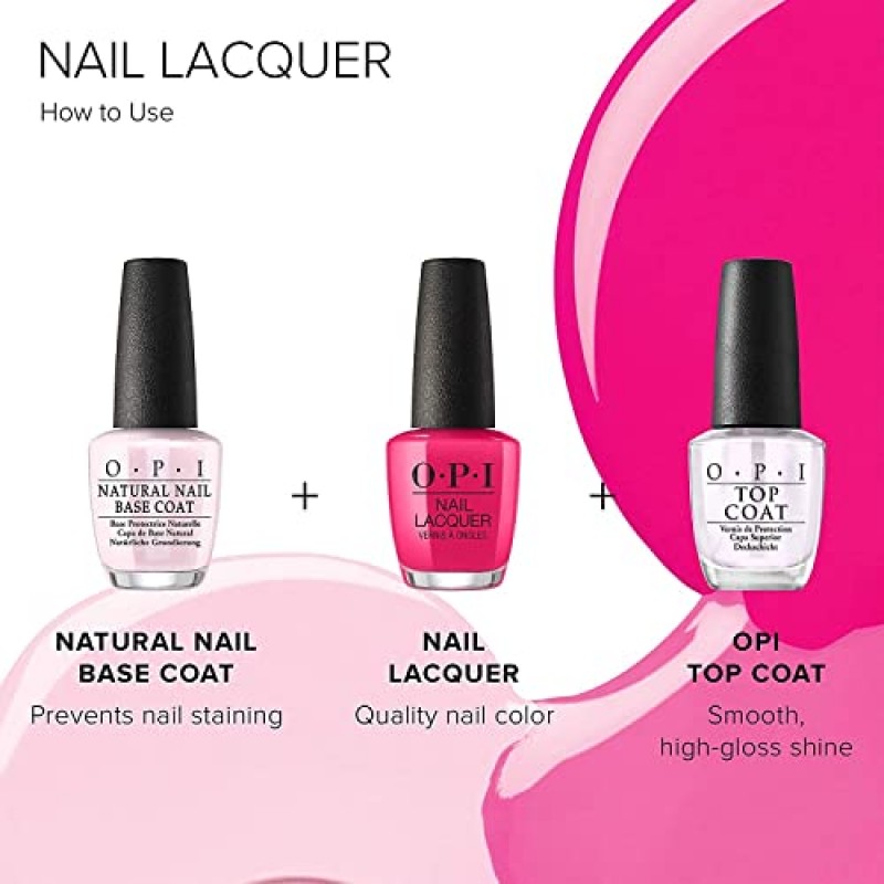 OPI 네일 래커, 불투명 & 바이브런트 크림 마감 레드 매니큐어, 최대 7일 지속, 칩 방지 및 빠른 건조, 빅 애플 레드, 0.5 fl oz