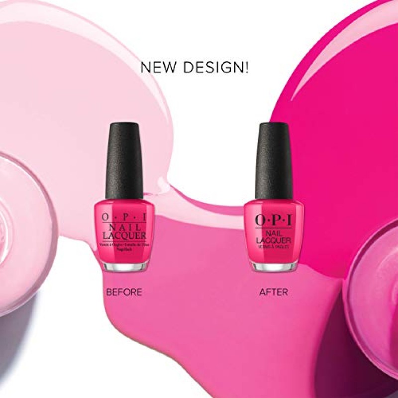 OPI 네일 래커, 불투명 & 바이브런트 크림 마감 레드 매니큐어, 최대 7일 지속, 칩 방지 및 빠른 건조, 빅 애플 레드, 0.5 fl oz