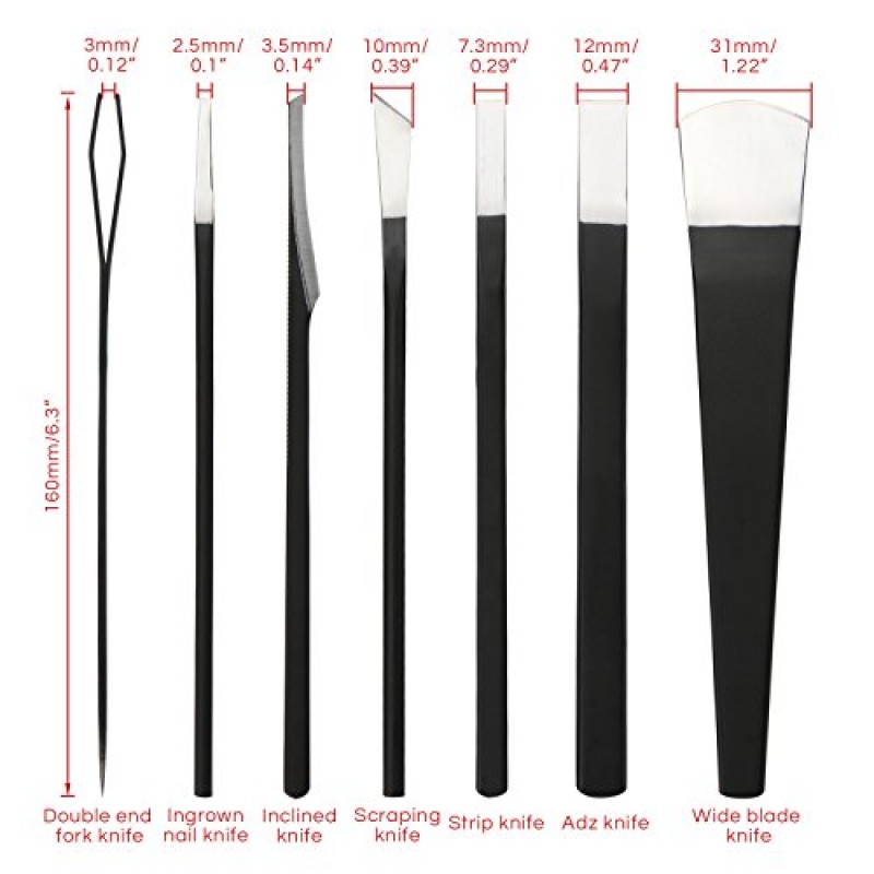 발용 페디큐어 나이프 세트, Segbeauty 7pcs 보관 가방이 포함된 자란 발톱 블레이드 도구, 고망간 강철 네일 나이프 큐티클 리무버, 네일 옥수수 캘러스용 전문 발 수리 날카로운 블레이드 키트