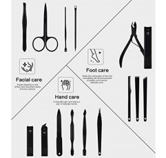 손톱깎이 세트 고정밀 스테인레스 스틸 네일 커터 페디큐어 키트 15개 네일 파일 날카로운 손톱 가위 및 깎기 매니큐어 페디큐어 키트 휴대용 세련된 케이스가 포함된 손톱 및 발톱