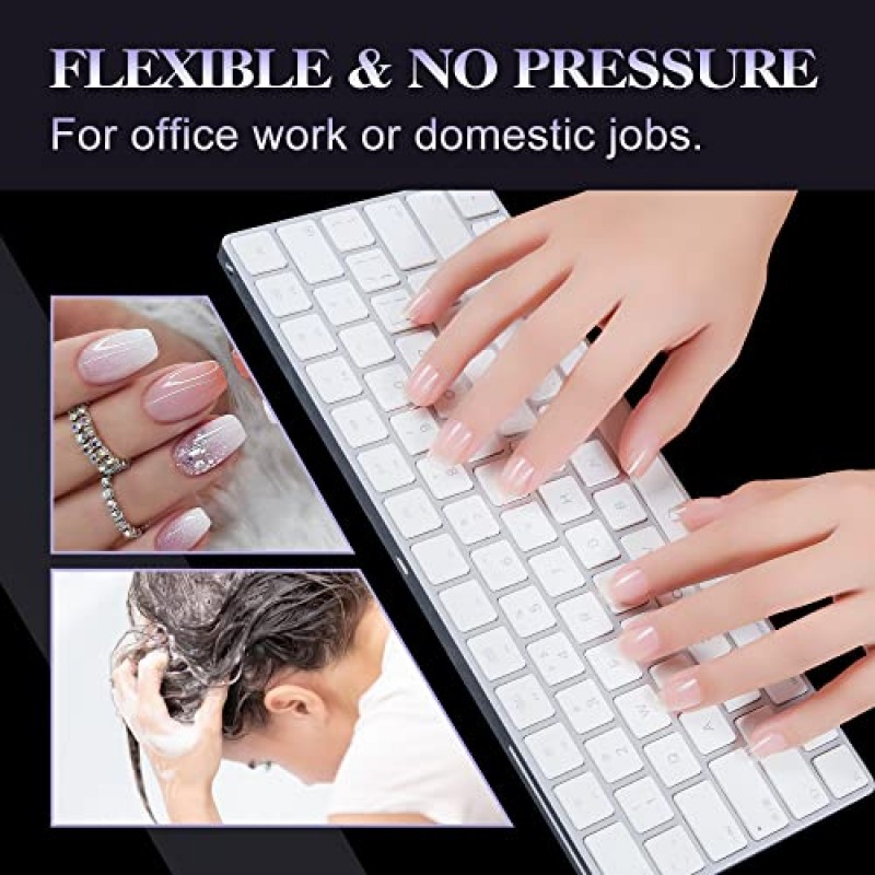 Gelike EC 엑스트라 쇼트 소프트 젤 네일 팁 키트, 손톱 연장, 풀 커버, 관 모양, 프리 버프 PMMA 수지, 투명 초박형 디자인, 12개 크기, 240개, 추가 짧은 관