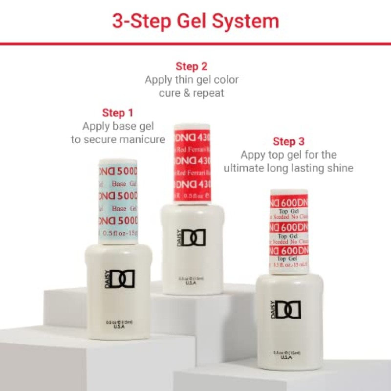 DND 젤 폴리쉬 세트 - 젤 폴리쉬와 매니큐어 각 1개, 885 Rebel Rose, 0.5 Fl Oz