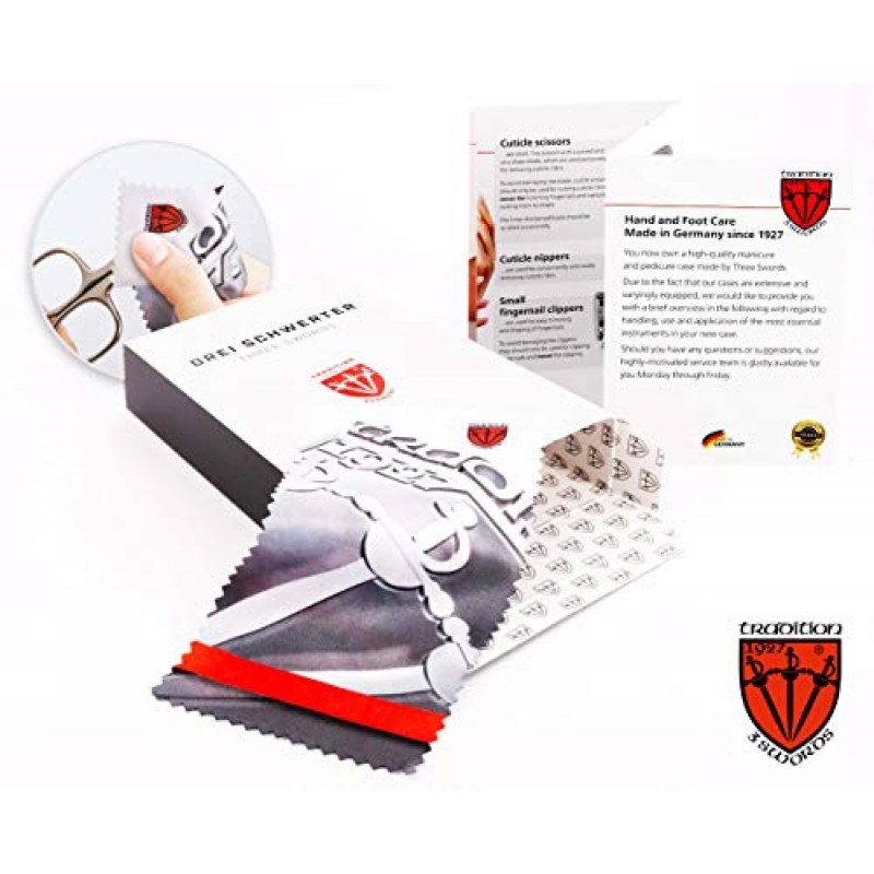 3 Swords Germany - 브랜드 품질 9피스 페디큐어 키트 세트 - 각질 제거제 및 네일 관리 도구(케이스 포함) - 솔링겐/독일산