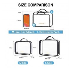 BAGSMART 투명 세면도구 가방, 2팩 TSA 승인 여행용 세면도구 가방 기내 여행용 액세서리 가방 공항 항공사 쿼트 사이즈 가방 여성용 발수 메이크업 화장품 가방(검은색-2개)