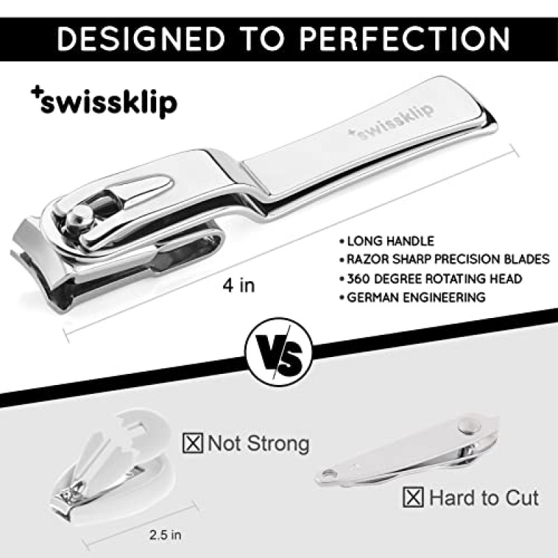 Swissklip 남성용 손톱깎이 성인용 손톱깎이로 적합함 여성용 손톱깎이로도 사용 가능 I Swissklip 손톱깎이 최고의 손톱깎이 중 비율(1팩)