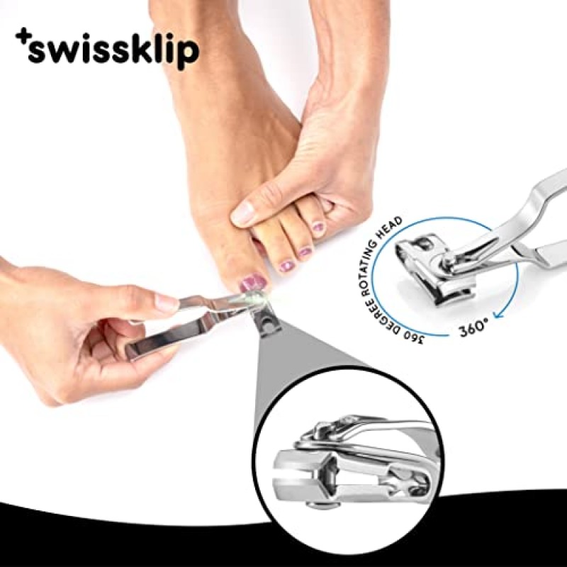 Swissklip 남성용 손톱깎이 성인용 손톱깎이로 적합함 여성용 손톱깎이로도 사용 가능 I Swissklip 손톱깎이 최고의 손톱깎이 중 비율(2팩)
