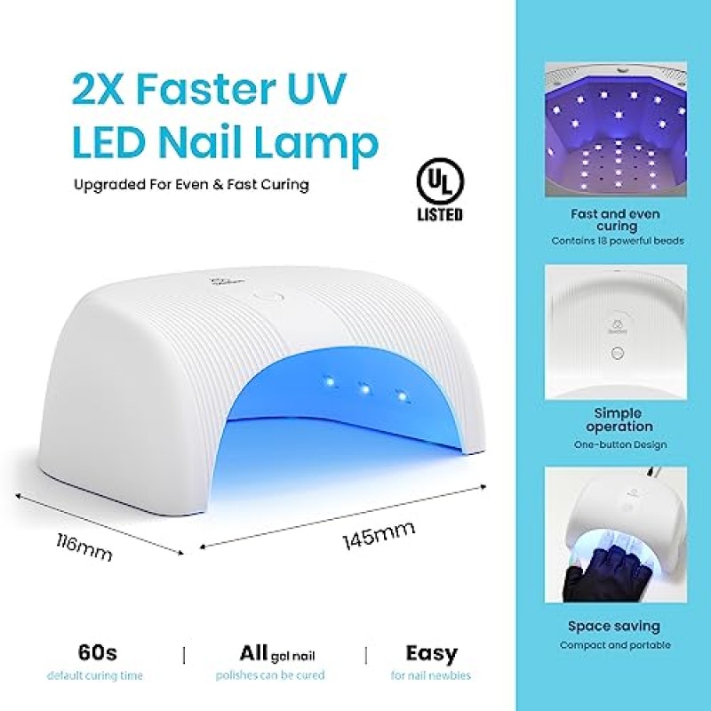 딱정벌레 52 Pcs 젤 매니큐어 키트 UV LED 조명 세계 여행 컬렉션 32 색 젤 폴리쉬베이스 젤 탑 코트 올 시즌 매니큐어 세트 선물 골든 여행