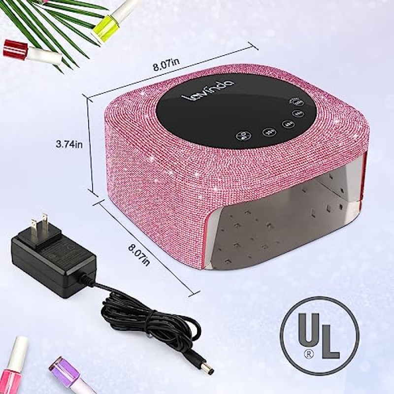 UV 네일 램프 54W, 젤 매니큐어용 무선 젤 UV Led 네일 램프, 4개 타이머 및 LCD 디스플레이가 장착된 충전식 UV 네일 라이트 네일 건조기, 라인스톤이 포함된 전문 ​​고속 경화 램프 네일 아트 도구