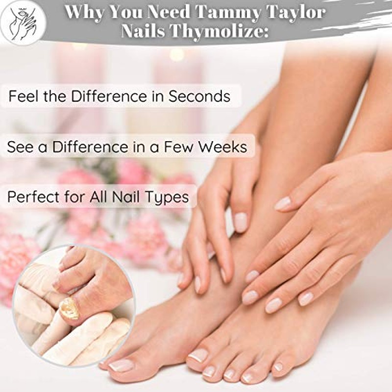 Tammy Taylor Thymolize 솔루션 | 건강한 손톱 및 발톱 관리 | 엑스트라 스트렝스 리퀴드 드랍스 트리트먼트 | 손톱이 더 강하고 건강하게 자라도록 복구하는 데 도움이 됩니다 | 노큐어 네일 래커와 페어링 | 4팩