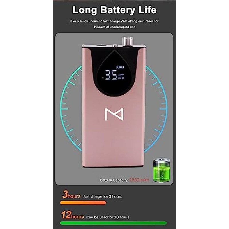 M - 전문가용 휴대용 및 데스크탑 2 in 1 네일 드릴 머신, 무선 35,000RPM 브러시리스 모터 네일 e-파일(아세톤 방지 알루미늄 합금 케이스 포함 아크릴 네일용)(흰색)