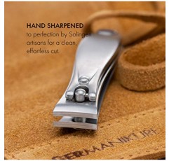 GERMANIKURE 4피스 매니큐어 세트(보라색 스웨이드 케이스) - 독일산 FINOX 스테인리스 스틸 도구, 체코산 유리 네일 케어 용품 – 전문 큐티클 및 네일 케어 키트