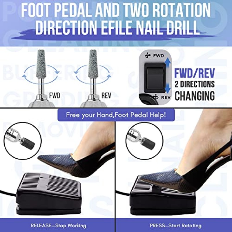 Makartt 네일 드릴 전기 네일 파일 JD700 아크릴 손톱용 네일 드릴 전문가용 30000RPM 매니큐어 도구 네일 용품 네일 딥 키트용 아크릴 네일 드릴 아크릴 파우더 폴리 네일 젤 B-01