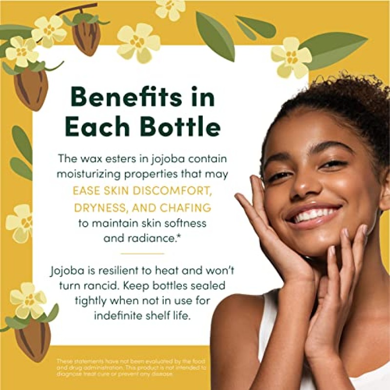 HobaCare 호호바 오일 - 두피 및 손톱용 100% 순수 비정제 호호바 오일 냉간 압착 - 건성 피부용 보습 바디 오일 - 모발 및 수염 관리, 여성 및 어린이용 천연 호호바 오일(128 fl oz)