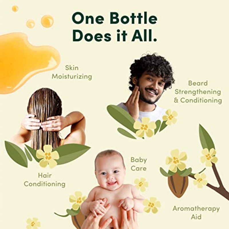 HobaCare 호호바 오일 - 두피 및 손톱용 100% 순수 비정제 호호바 오일 냉간 압착 - 건성 피부용 보습 바디 오일 - 모발 및 수염 관리, 여성 및 어린이용 천연 호호바 오일(128 fl oz)