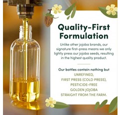 HobaCare 호호바 오일 - 두피 및 손톱용 100% 순수 비정제 호호바 오일 냉간 압착 - 건성 피부용 보습 바디 오일 - 모발 및 수염 관리, 여성 및 어린이용 천연 호호바 오일(128 fl oz)