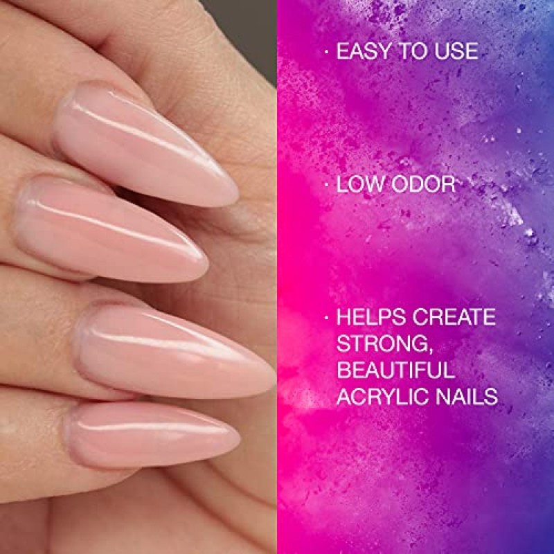 영 네일스 네일 리퀴드. 전문가급 고품질 모노머. 집에서 아크릴 네일용 네일 파우더와 함께 사용하세요. 냄새가 적고 지저분함 + MMA 없음, 황변하지 않는 네일 리퀴드