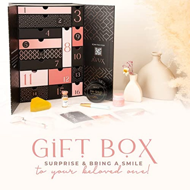 AVUX 뷰티 케어 번들 31개 – 목욕 및 바디 세트에는 젤리 마스크, 옥 롤러, 구아샤, 입욕제, 그릇, 수건, 주걱 등이 포함됩니다. – 소녀와 여성을 위한 생일 및 결혼식에 스파 세트 선물