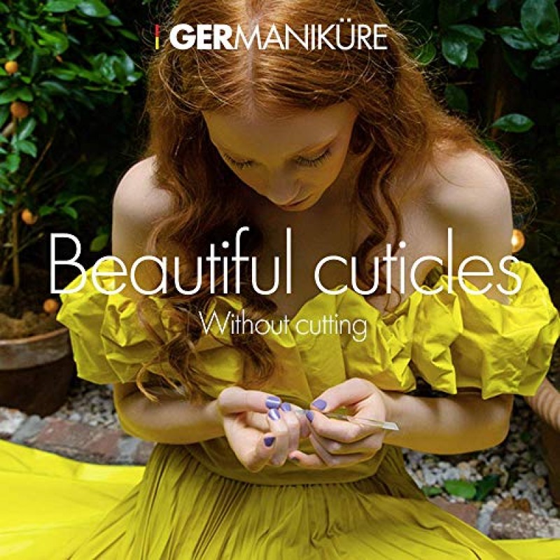 GERMANIKURE 4피스 미니 전문 매니큐어 세트(스웨이드 케이스 포함) - FINOX 스테인레스 스틸 도구 Made in Solingen Germany, 유리 네일 케어 용품 Made in Czech Republic