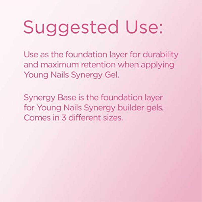 Young Nails Synergy Base Gel - 기술적으로 진보된 체인 얽힘으로 사용하기 쉽습니다. 제작, 은폐, 조각 및 광택 - 15g, 30g, 60g 크기 옵션으로 제공
