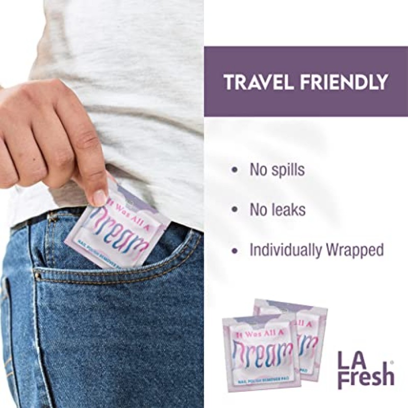 La Fresh 매니큐어 리무버 물티슈(라벤더, 알로에 베라, 비타민 E 팩, 200ct 아세톤 주입 패드 포함) - 네일 케어 여행 필수품