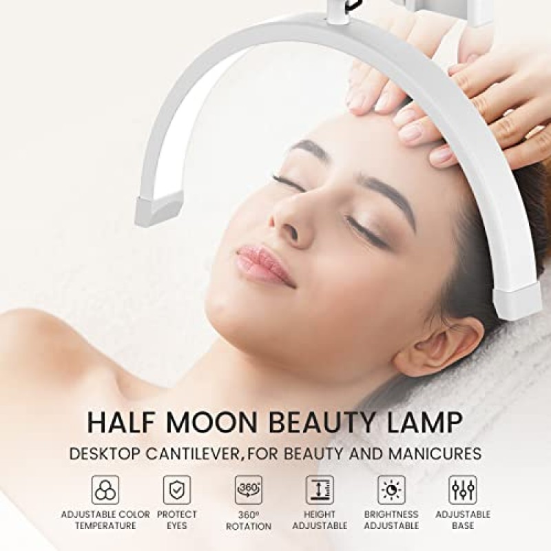 세노즈 네일데스크용 하프문라이트, 속눈썹연장용 래쉬라이트, 에스테티션용 라이트, 래쉬 & 타투 램프, 스킨케어용 조명, 속눈썹, 눈썹, 촬영용, 컨텐츠 제작용 조명(화이트)